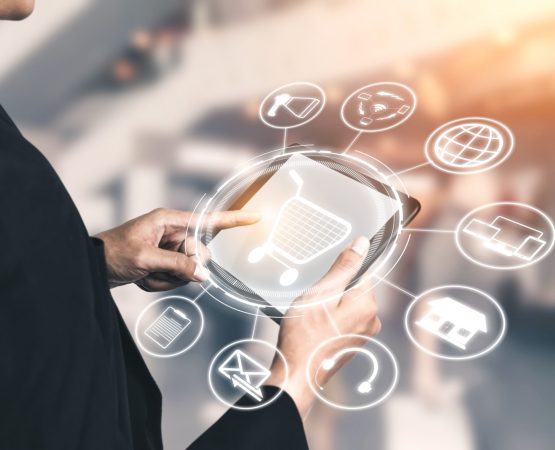 Omni channel technology of online retail business. Omni channel technology of online retail business. Multichannel marketing on social media network platform offer service of internet payment channel, online retail shopping and omni digital app.